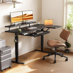 OffiGo 55" L-Shaped Electric Standing Desk with Keyboard Tray & Monitor Shelf
