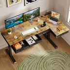 The L-shaped design offers a spacious work surface, perfect for coener or limited spaces. It provides a large desktop area while efficiently utilizing space, making it ideal for offices or home setups with space constraints.