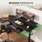 OffiGo 55" L-Shaped Electric Standing Desk with Keyboard Tray & Monitor Shelf