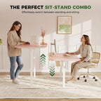 OffiGo 48" Electric Height Adjustable Standing Desk – Pink Sit-Stand Workstation