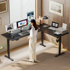 OffiGo 63" L-Shaped Electric Standing Desk with Adjustable Height & Integrated Power