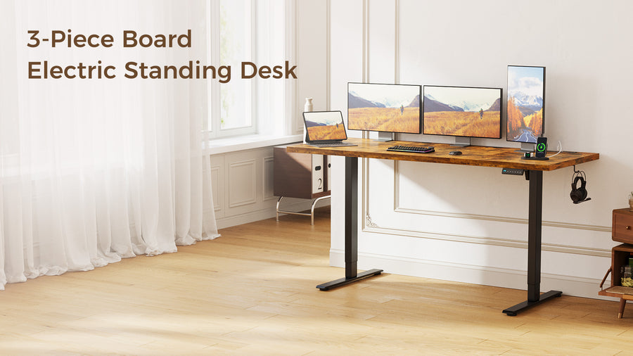 OffiGo Executive Electric Standing Desk with Built in Power Outlets Thick Desktop Installation Guide