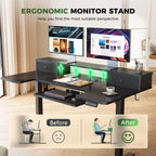 OffiGo 55“ U Shaped Electric Standing Desk with 2 Drawers & Keyboard Tray & Monitor Stand