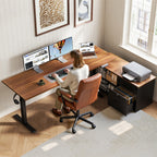 OffiGo 55" L-Shaped Electric Standing Desk with File Cabinet, Drawers & Adjustable Height