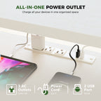 Equipped with 3 AC outlets and 2 USB ports, this stand up desk makes charging devices a breeze. Stay powered up and keep your workspace clutter-free with easy access to multiple charging points.