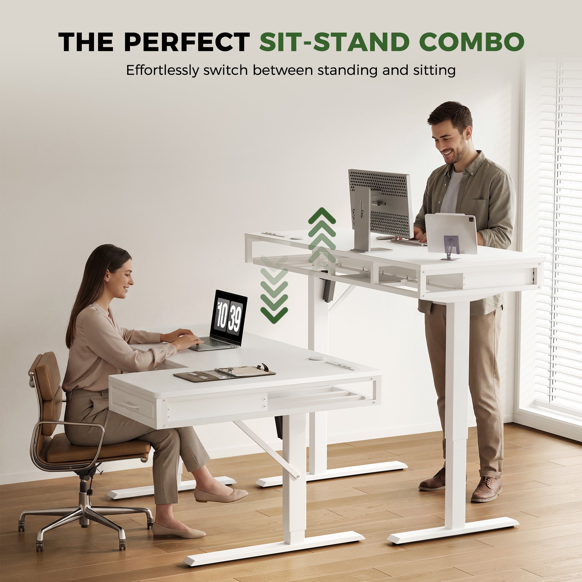 OffiGo 63" L-Shaped Electric Standing Desk - Thumbnail 3