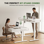 The standing desk adjusts between 29.9" and 46.1", offering a wide range of heights to suit your needs. Seamlessly transition between sitting and standing for a more comfortable and active workday.