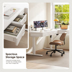 63" L-Shaped Electric Standing Desk with Drawers & Power Outlets