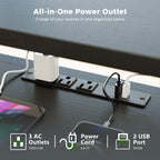 Equipped with 3 AC outlets and 2 USB ports, this standing desk allows you to charge multiple devices at the same time. Easily power your laptop, monitor, phone, and other electronics without extra power strips, keeping your workspace organized and efficient.