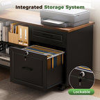 OffiGo 55" L-Shaped Electric Standing Desk with File Cabinet, Drawers & Adjustable Height