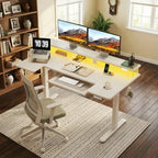 55" U-Shaped Electric Standing Desk with Drawers & Keyboard Tray, Height Adjustable Home Office Desk