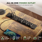 The standing desk comes with 3 AC outlets and 1 USB port and 1 Type C port, making it easy to charge your devices and keep your electronics powered without the need for additional adapters.