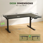 OffiGo 55" L-Shaped Electric Standing Desk with Spacious Work Surface & Adjustable Height