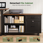 OffiGo 55" L-Shaped Electric Standing Desk with File Cabinet, Drawers & Adjustable Height