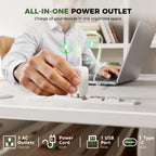 Featuring 3 AC outlets and 1 USB port and 1 Type C port, this stand up desk makes it easy to charge your electronic devices, keeping all your gadgets powered up and within reach.