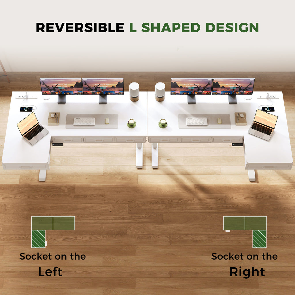 The L-shaped reversible design allows you to customize the desk layout based on your room setup or personal preference. Install the side desk on either the left or right side to fit your unique space needs.