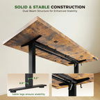 Designed with a double crossbeam structure, this standing desk ensures stability and durability, supporting heavy equipment and daily use without compromise.