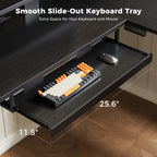 OffiGo 59" L-Shaped Electric Standing Desk with Drawers, Keyboard Tray & Monitor Stand