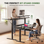 OffiGo 55" L-Shaped Electric Standing Desk with Keyboard Tray & Monitor Shelf
