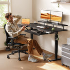OffiGo 55" L-Shaped Electric Standing Desk with Keyboard Tray & Monitor Shelf