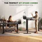OffiGo 59" L-Shaped Electric Standing Desk with Drawers, Keyboard Tray & Monitor Stand