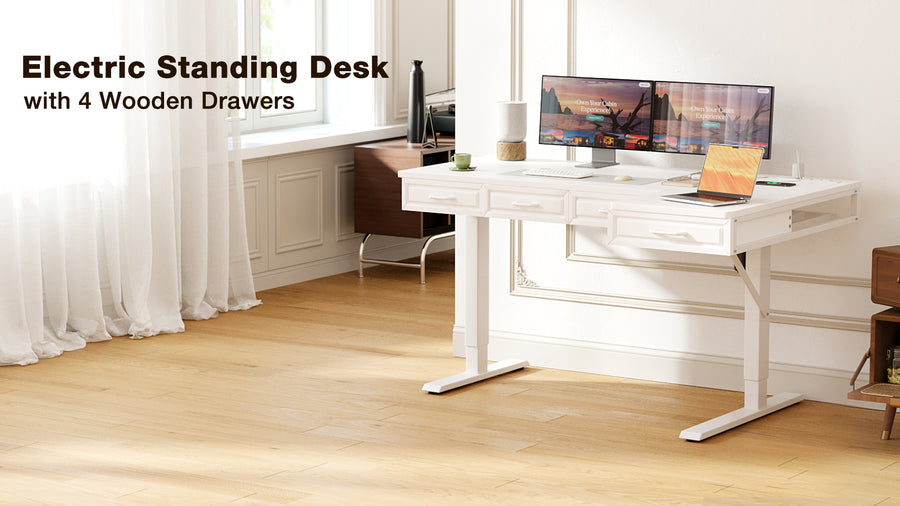 OffiGo L Shaped Electric Standing Desk with Wooden Drawers & Power Outlets Installation Guide