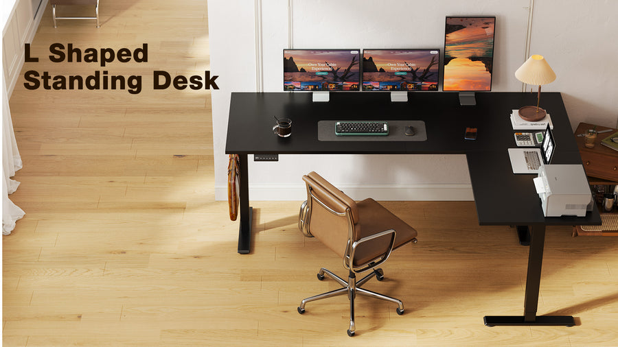 OffiGo L Shaped Height Adjustable Standing Desk, Reversible Large Workspace Installation Guide