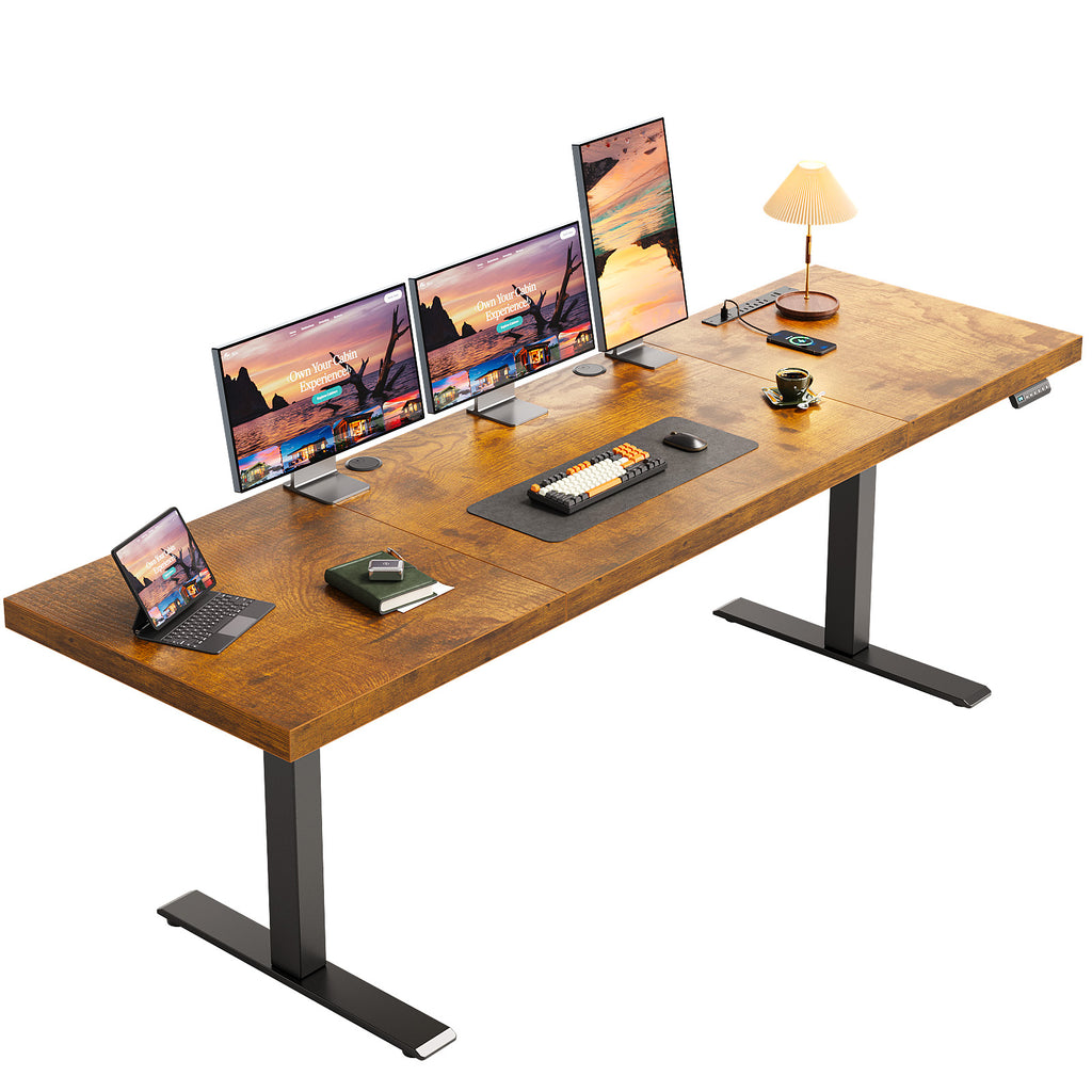 71" Executive Electric Standing Desk with Built-in Power Outlets & 1.38" Thick Desktop